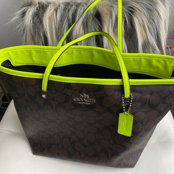 coach bag with neon trim